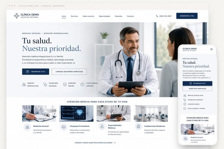 Proyecto conceptual de sitio web en escritorio y móvil